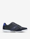 Hugo Boss Boss Suede Trim Saturn Low-top Sneakers In Navy