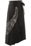 PRADA PRADA EMBELLISHED WRAP MIDI SKIRT