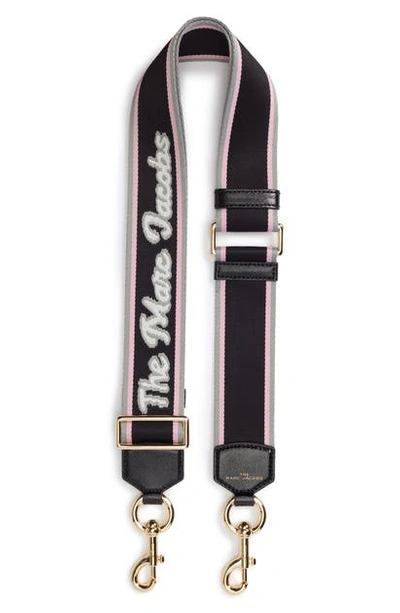 The Marc Jacobs Mj Script Webbing Guitar Bag Strap In Black Multi