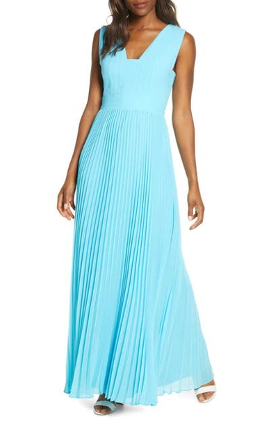 Adelyn Rae Ada Pleated Maxi Dress In Crystal Blue