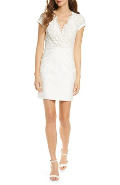 Adelyn Rae Emery Lace Knit Minidress In White-nude