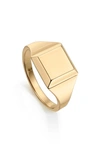 Monica Vinader Signature Recycled 18ct Yellow Gold-plated Vermeil Sterling-silver Signet Ring In Yellow Gold