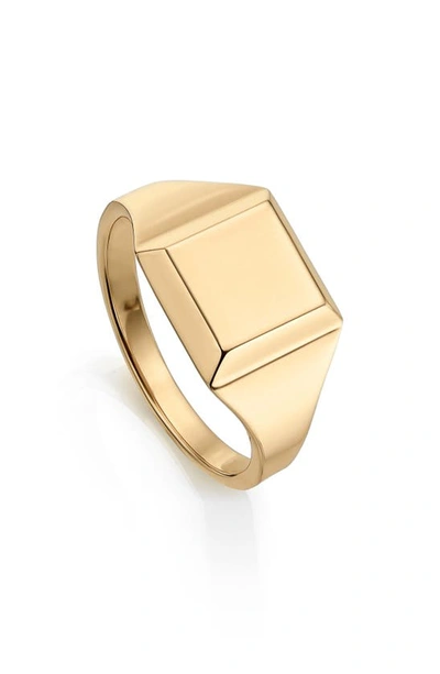 Monica Vinader Signature Recycled 18ct Yellow Gold-plated Vermeil Sterling-silver Signet Ring In Gold Vermeil