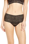 Hanky Panky Cross Dye Leopard Retro Thong In Black/ Praline
