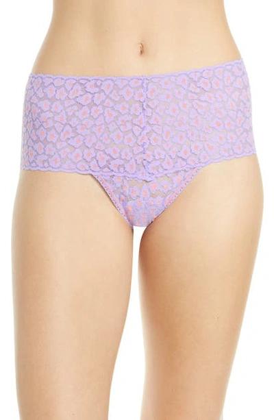 Hanky Panky Cross Dye Leopard Retro Thong In Hyacinth/ Apricot