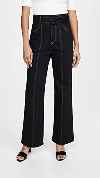 Colovos Seamed Leg Buckle Jeans In Black