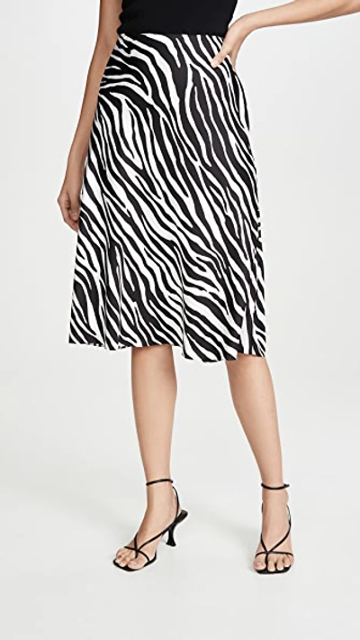 Theory Modern Zebra Midi Silk Slip Skirt In Black Multi