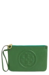 Tory Burch Perry Leather Wristlet In Arugula
