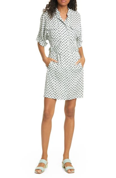 Equipment Absalone Geo Print Shirtdress In Sky Gray/true Black