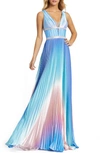 MAC DUGGAL PLEATED OMBRE SLEEVELESS GOWN,30705