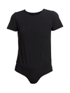 Commando Essential Cotton Crewneck Bodysuit In Black