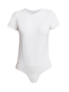 Commando Essential Short-sleeved Cotton-blend Bodysuit In White