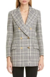 GUCCI DOUBLE BREASTED CHECK WOOL BLEND TWEED BLAZER,596872ZAC6B
