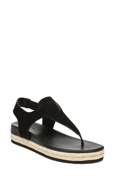 Vince Women's Flint Suede Espadrille Thong Sandals In Black