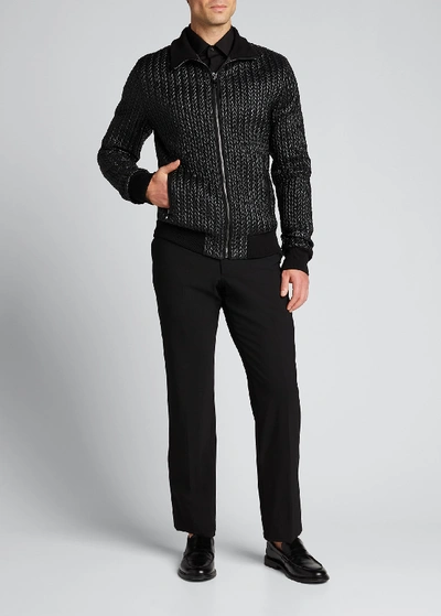 Dolce & Gabbana Men's Quilted Nylon Zip-front Bomber Jacket In Black