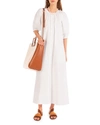 Staud Vincent Gathered Cotton-blend Poplin Shirt Dress In White
