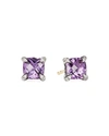 David Yurman 6mm Sterling Silver Chatelaine Amethyst And Diamond Stud Earrings In Amethyst