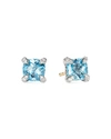 David Yurman Sterling Silver Chatelaine Blue Topaz And Diamond Stud Earrings In Blue Topaz