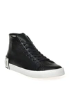 MOSCHINO MEN'S LEATHER LOGO HIGH-TOP SNEAKERS,PROD228650132