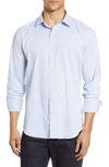 Bugatchi Shaped Check Button-up Performance Shirt In Classic Blue