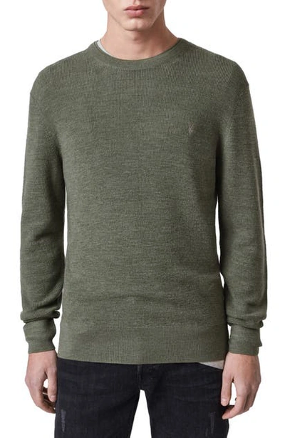 Allsaints Ivar Slim Fit Crewneck Wool Sweater In Olive Green Marl