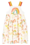 Stella Mccartney Girl's Painted Rainbow Sleeveless Cotton Dress In White Multi
