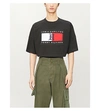 Tommy Hilfiger X Lewis Hamilton Logo-print Cropped Cotton-jersey T-shirt In Black