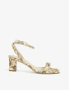 SANDRO SNAKE-EMBOSSED LEATHER STRAPPY SANDALS,R00059855