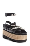 SIMONE ROCHA EMBELLISHED PLATFORM ESPADRILLE SANDAL,SNB20TB 0740