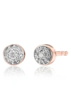 Monica Vinader Rose Gold Plated Vermeil Silver Fiji Tiny Diamond Button Stud Earrings