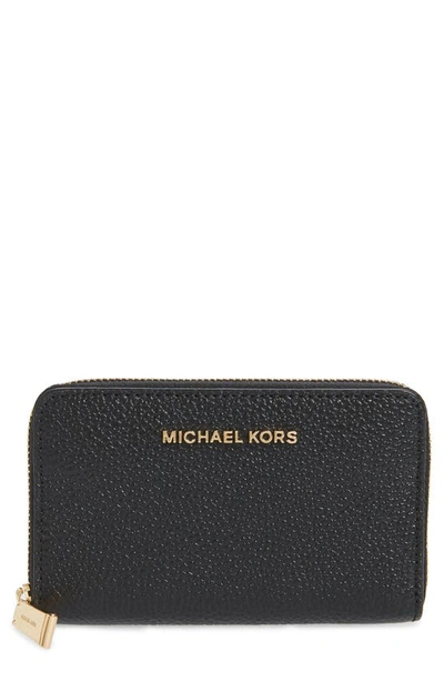 Michael Michael Kors Jet Set Leather Card Case In Black