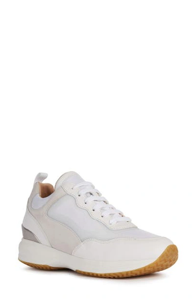 Geox Happy Sneaker In White/ Off White Nappa Leather