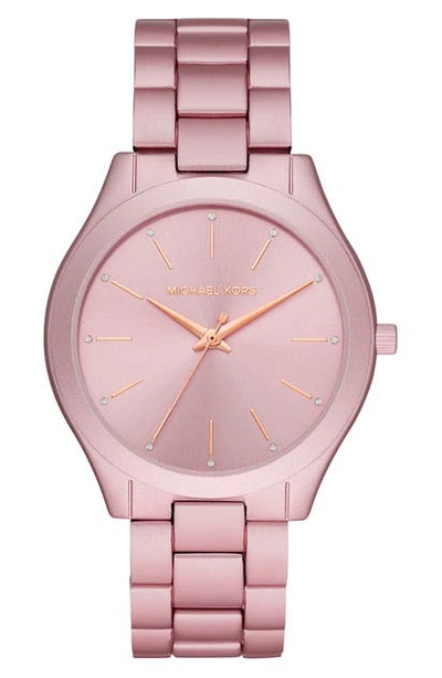 Michael Kors Oversized Slim Runway Pink-tone Aluminum Watch
