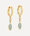 ASTLEY CLARKE GOLD PLATED VERMEIL SILVER PALOMA PETAL AQUA QUARTZ AND WHITE SAPPHIRE DROP EARRINGS,000699380