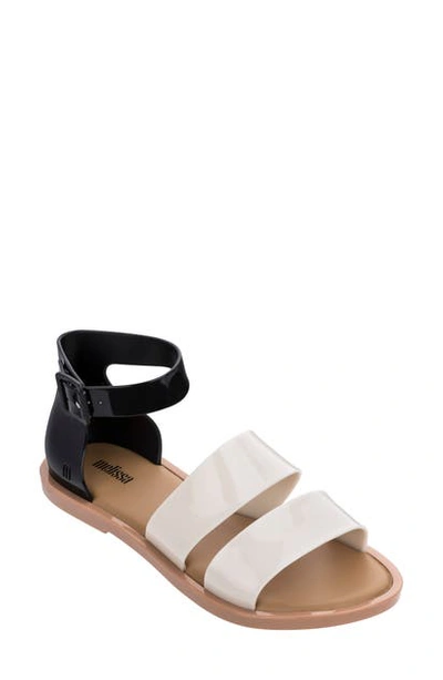 Melissa Model Jelly Flat Sandal In White Black 103