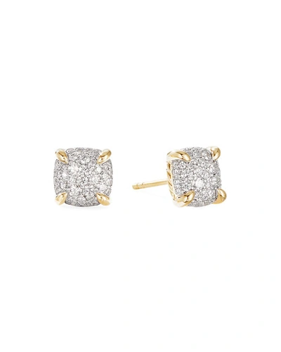 David Yurman Chatelaine Stud Earrings In 18k Yellow Gold With Full Pave Diamonds, 7mm