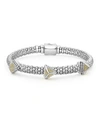 Lagos Sterling Silver & 18k Yellow Gold Ksl Triple Pyramid Bracelet In Two Tone