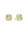 DAVID YURMAN PETITE CHATELAINE PAVE BEZEL STUD EARRINGS IN 18K YELLOW GOLD WITH PERIDOT,PROD230330019