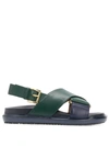 Marni Fussbett Flat Sandals In Green