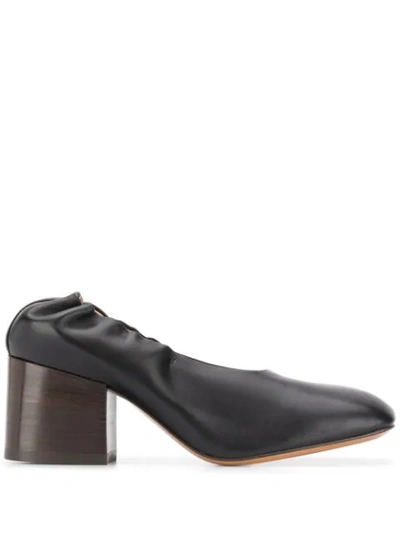 Marni Block Heel Leather Pumps In Black