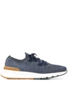 Brunello Cucinelli Platform Sneakers With Round Toe Design In Blue