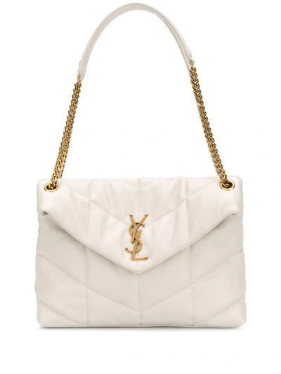 Saint Laurent Medium Loulou Puffer Shoulder Bag In White