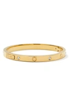 Kate Spade Cubic Zircona & Engraved Spade Bangle Bracelet In Gold