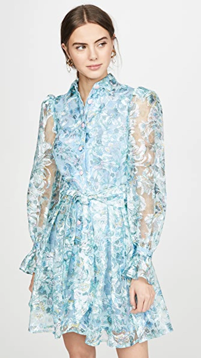 Olivia Rubin Alma Puffed-sleeve Embroidered Floral-lace Mini Dress