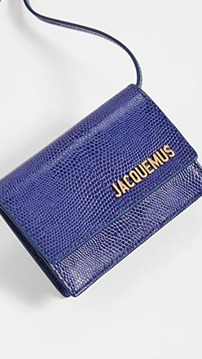 Jacquemus Bello Lizard-effect Leather Shoulder Bag In Blue