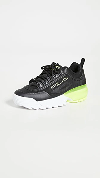 Fila Disruptor 2a Trainers In Black/white/safety Yellow