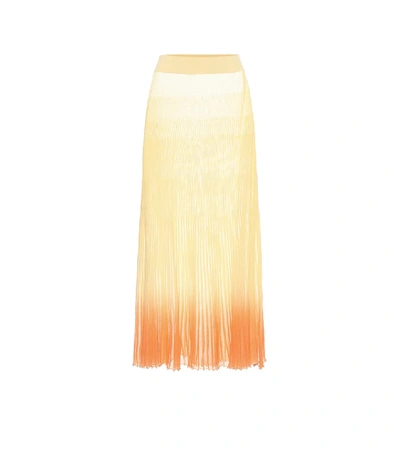 Jacquemus Helado Gradient Rib-knitted Midi Skirt In Yellow