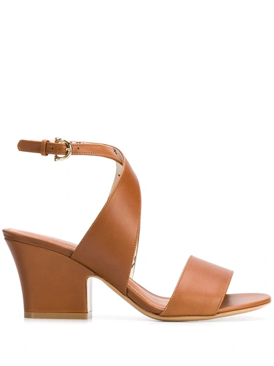 Ferragamo Sheena Wraparound Leather Sandals In Brown