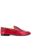 Isabel Marant Snakeskin-effect Penny Loafers In Red
