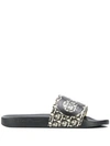 Ferragamo Groovy Dual Gancini Slides In Neutrals